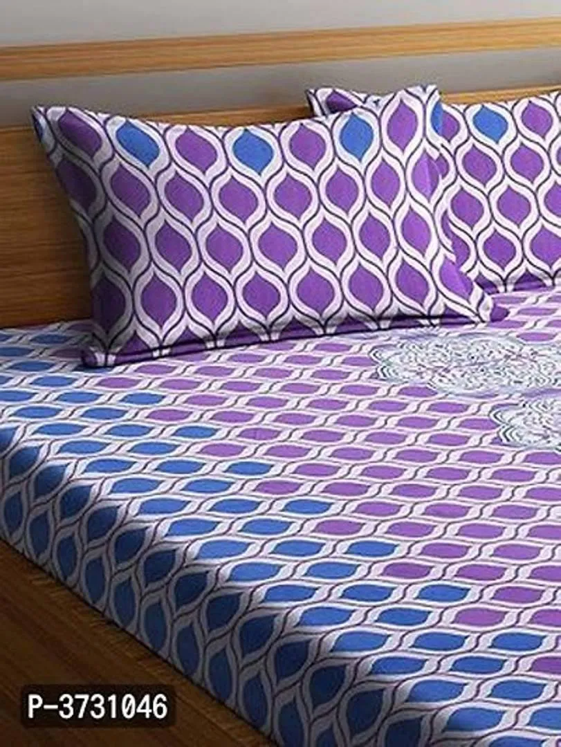 104 Tc Cotton Double Bedsheet With Two Pillow Cover - Free Shipping*
