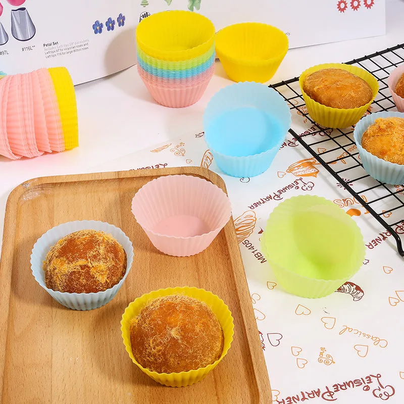 10pcs Silicone Mold 7cm Cake Cup Mold High Temperature Resistance Home Baking Tools