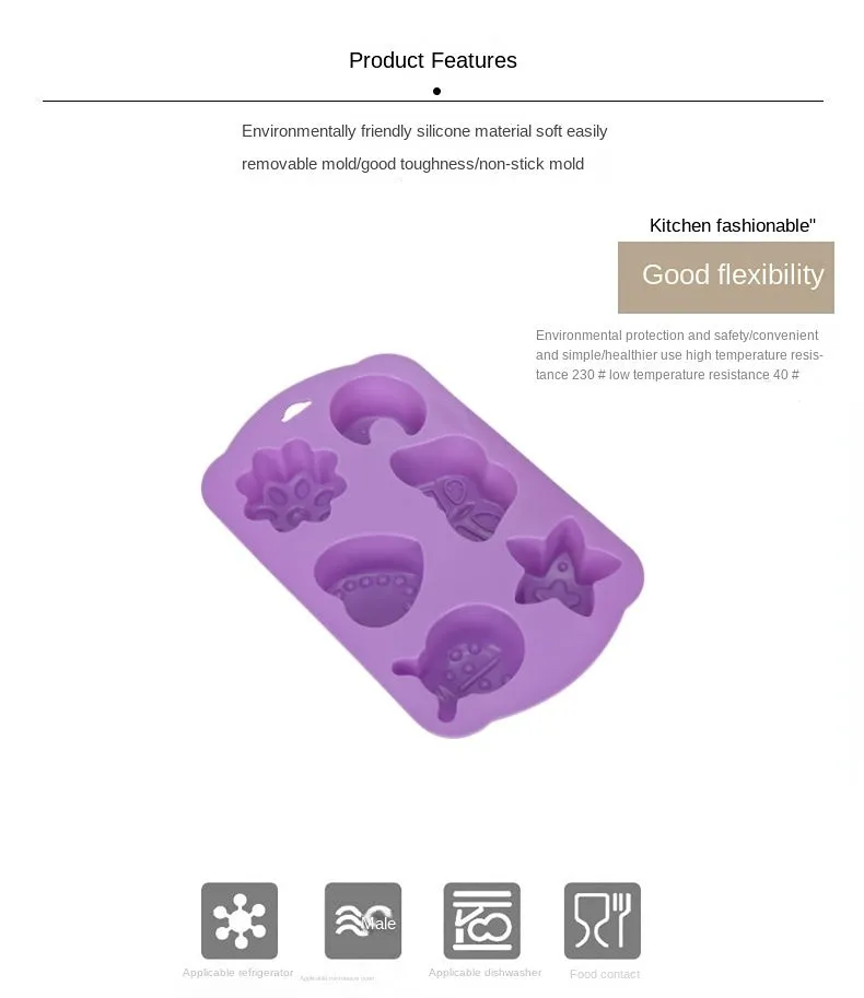 10pcs Silicone Mold Heart-Shaped 6-Piece Silicone Cake Mold DIY Baking Tool