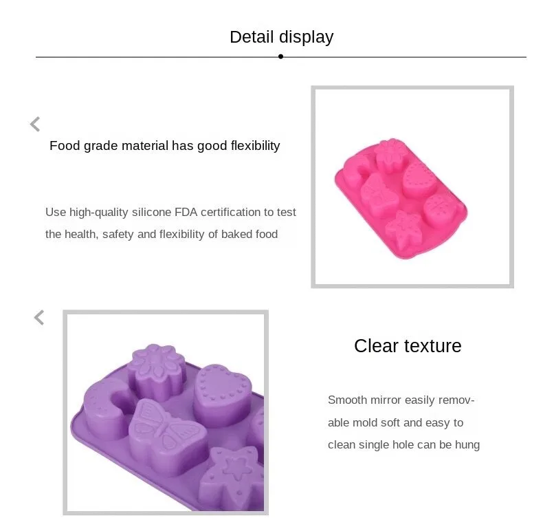 10pcs Silicone Mold Heart-Shaped 6-Piece Silicone Cake Mold DIY Baking Tool