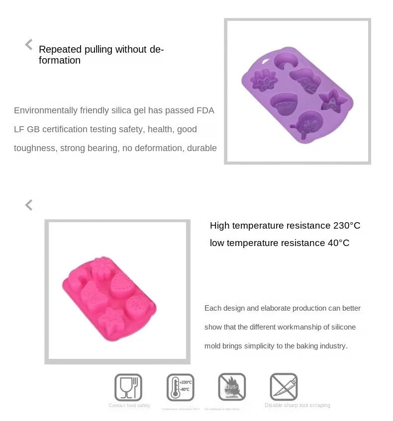 10pcs Silicone Mold Heart-Shaped 6-Piece Silicone Cake Mold DIY Baking Tool