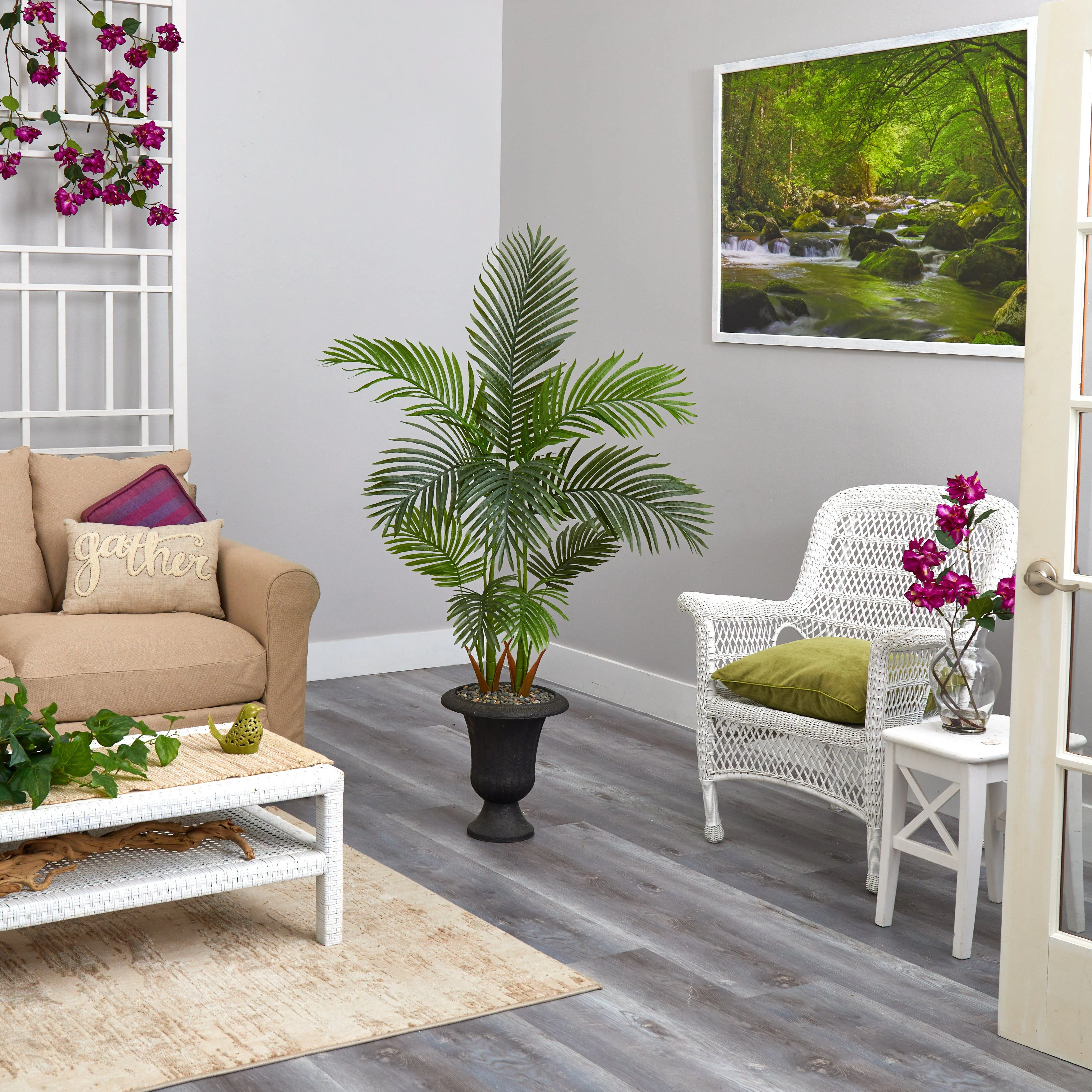 59” Areca Palm Artificial Tree in Charcoal Urn