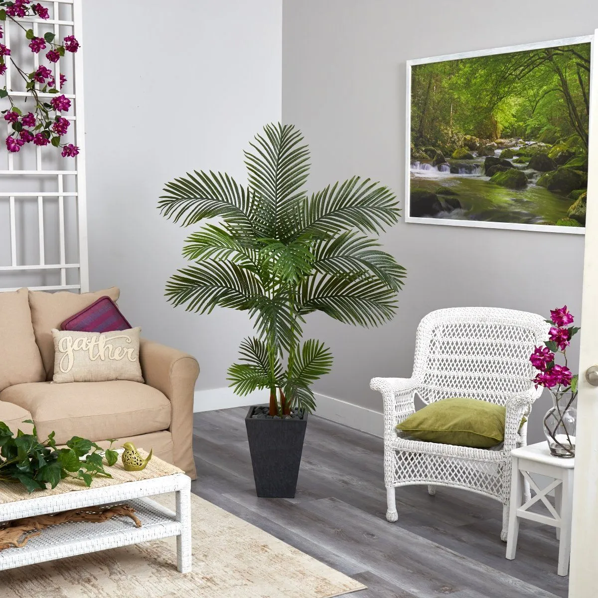 65” Areca Palm Artificial Tree in Slate Planter
