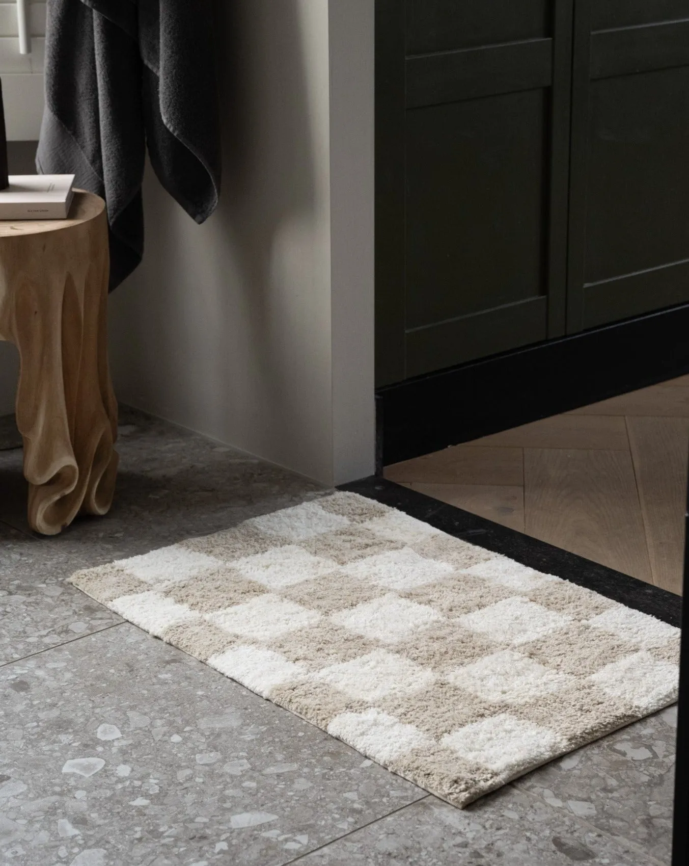 Bath Mat Check Taupe/Beige
