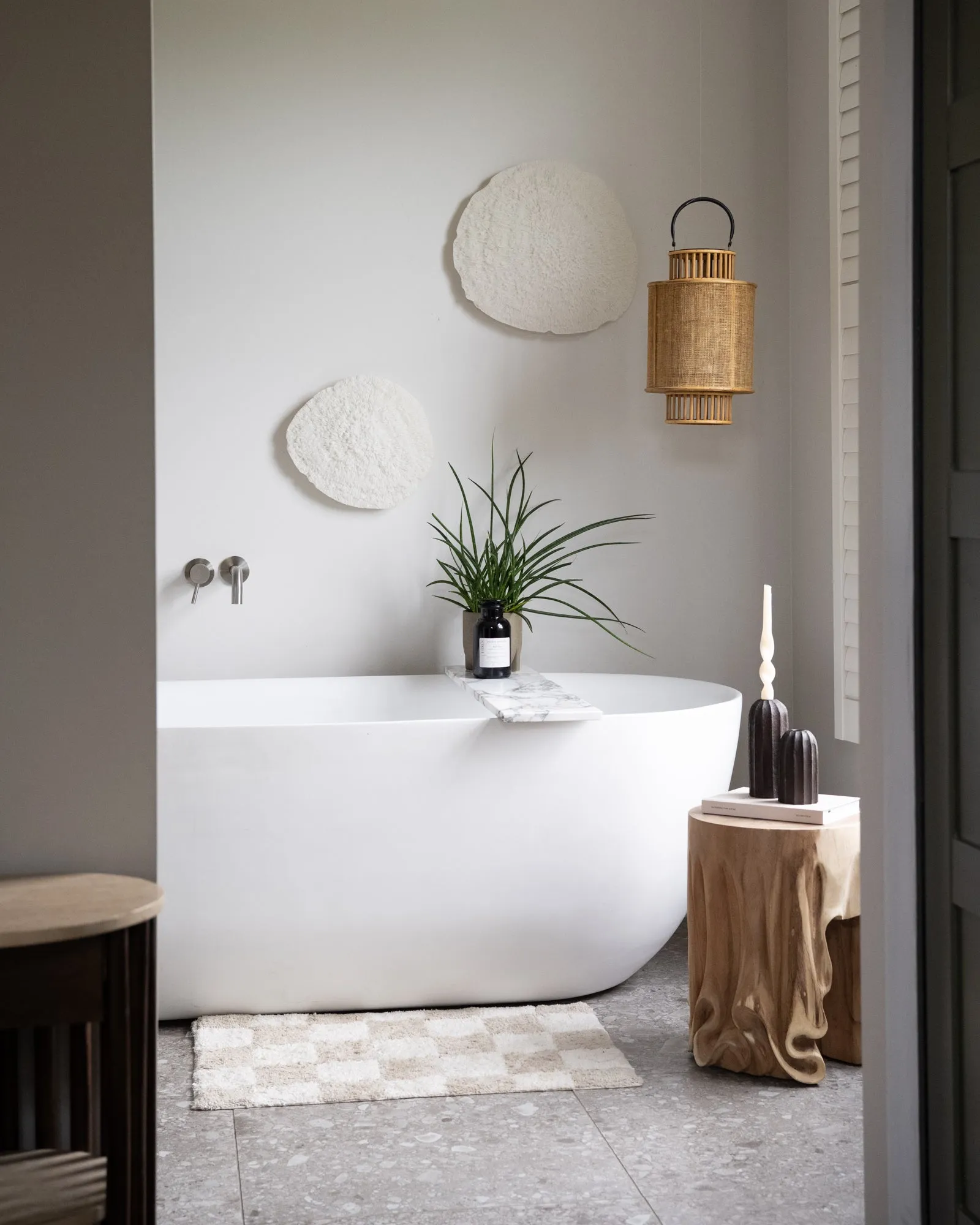 Bath Mat Check Taupe/Beige
