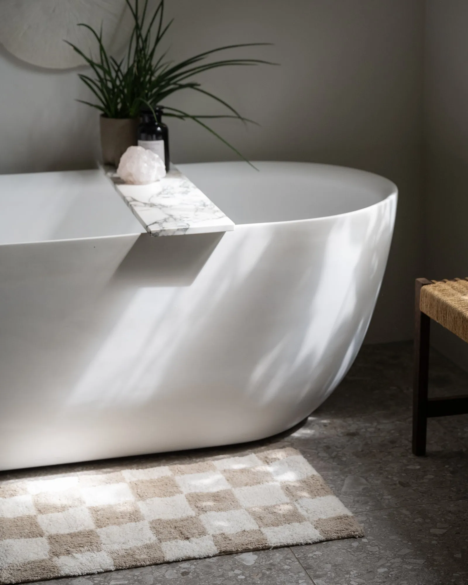 Bath Mat Check Taupe/Beige