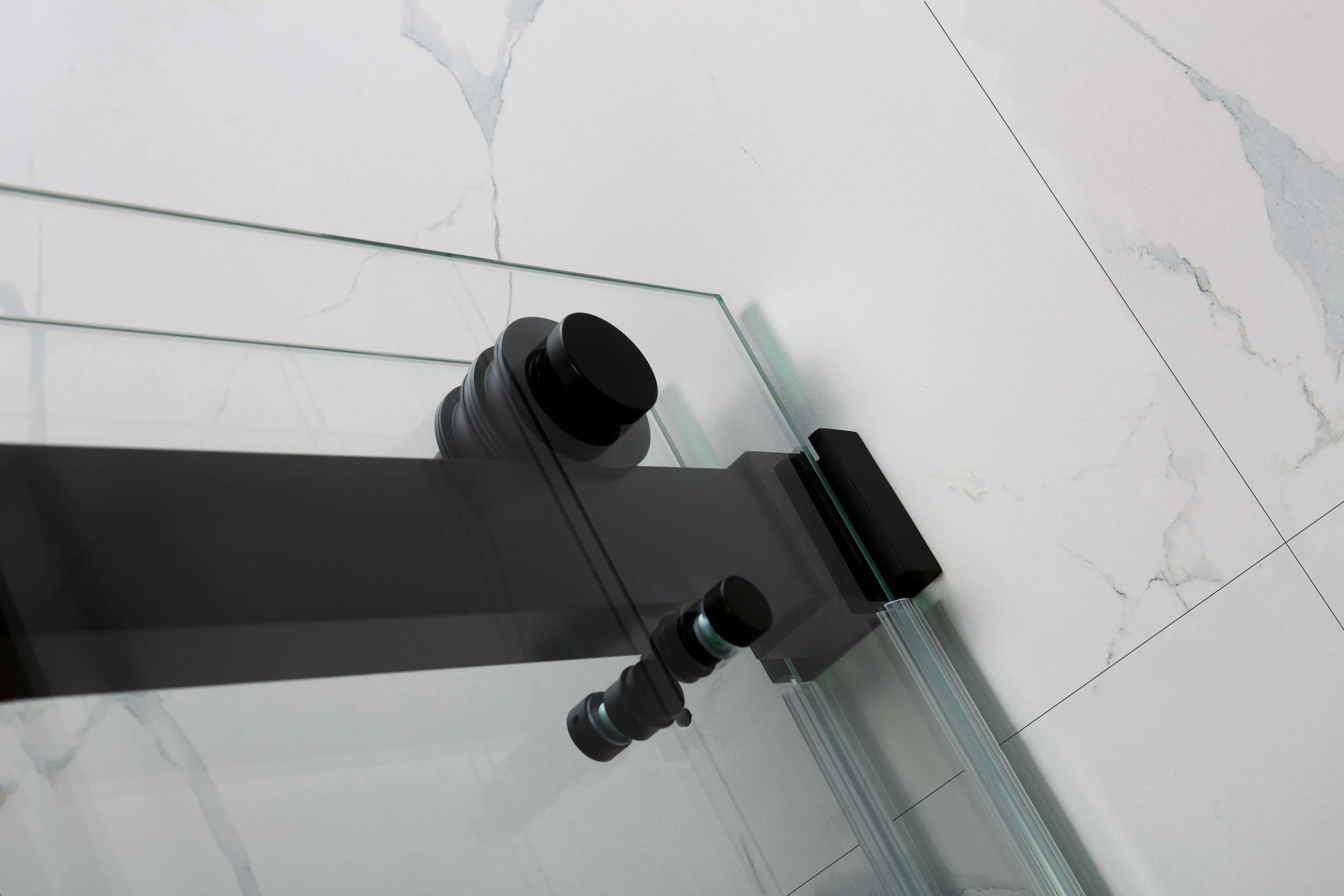 DS01-(46"-48") x 76" Frameless Double Sliding Door-MATT BLACK ** PICK UP IN STORE ONLY **