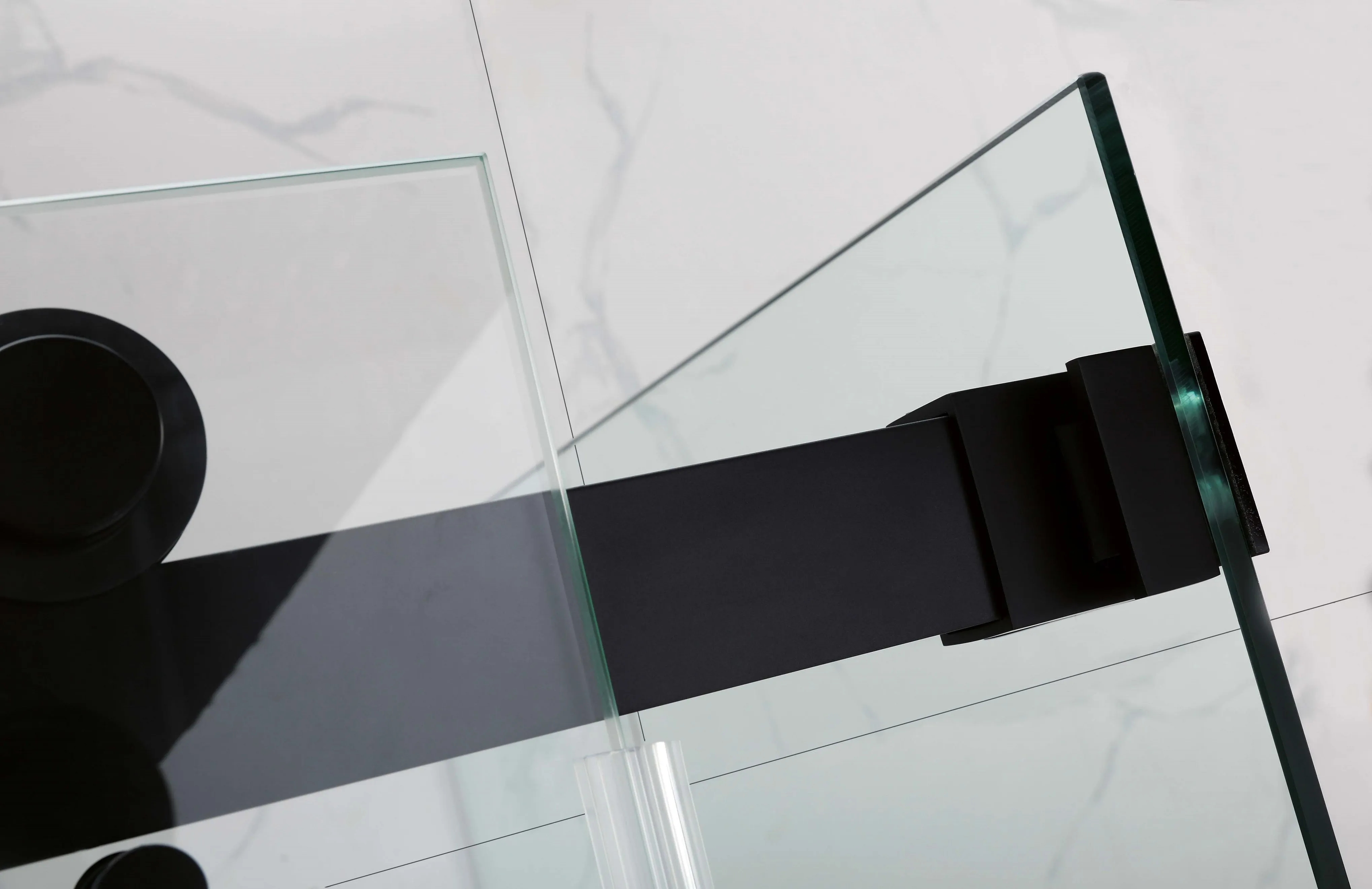 DS01-(46"-48") x 76" Frameless Double Sliding Door-MATT BLACK ** PICK UP IN STORE ONLY **
