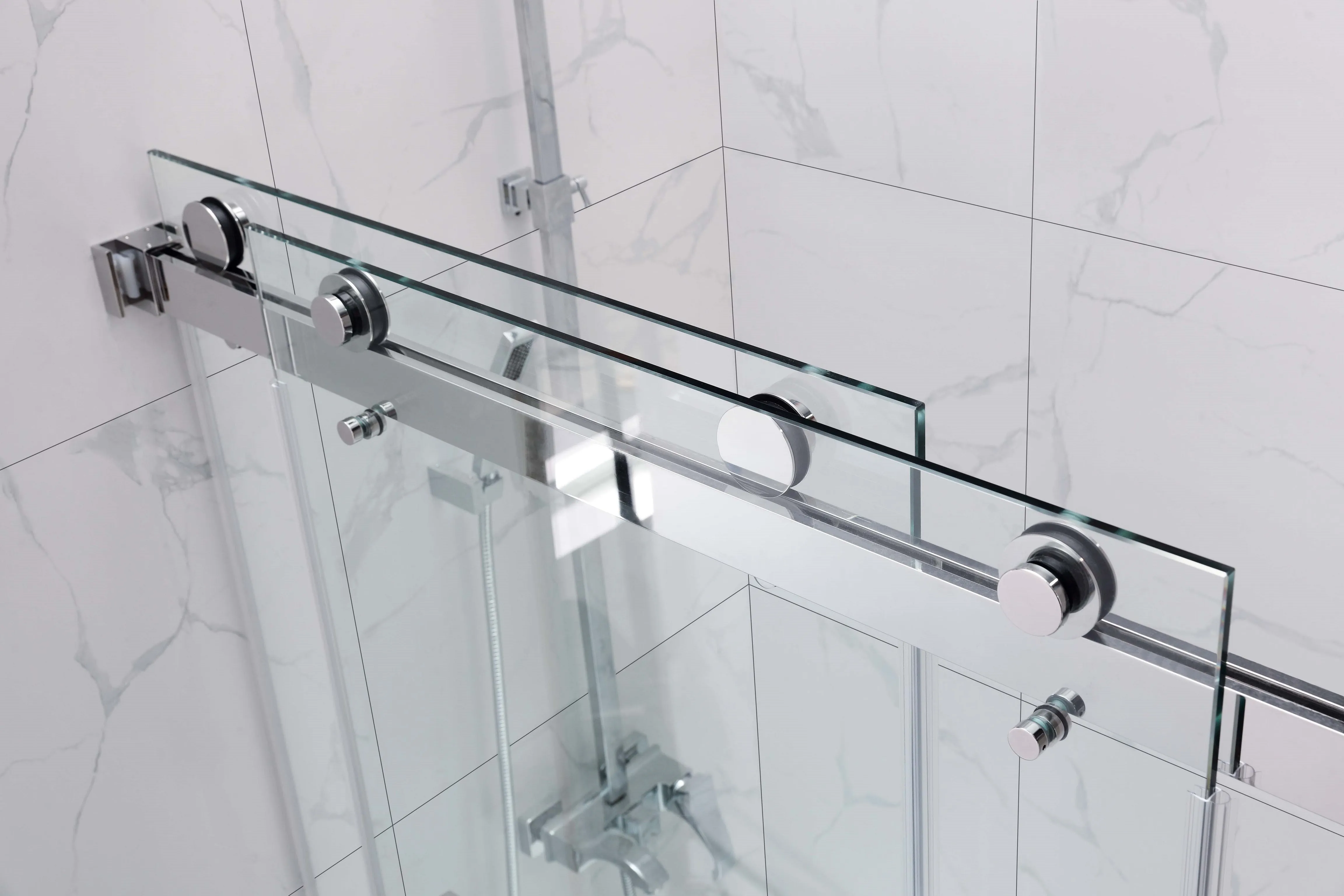 DS01 -(50"- 54") x 76" Frameless Double Sliding Door-CHROME ** PICK UP IN STORE ONLY **
