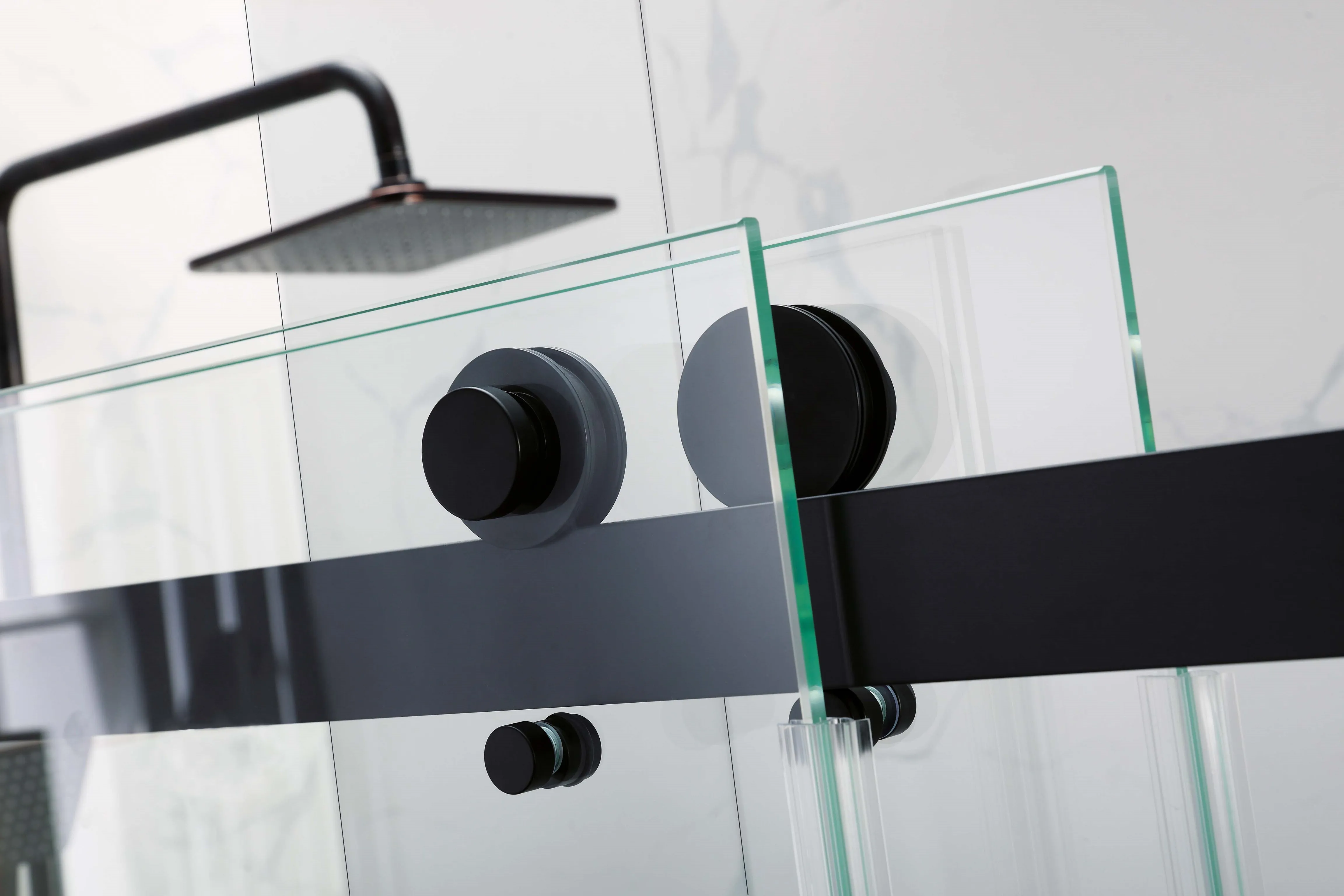 DS01 -(50"- 54") x 76" Frameless Double Sliding Door-MATT BLACK ** PICK UP IN STORE ONLY **