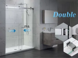 DS01 -(57"- 60") x 76" Frameless Double Sliding Door-CHROME ** PICK UP IN STORE ONLY **