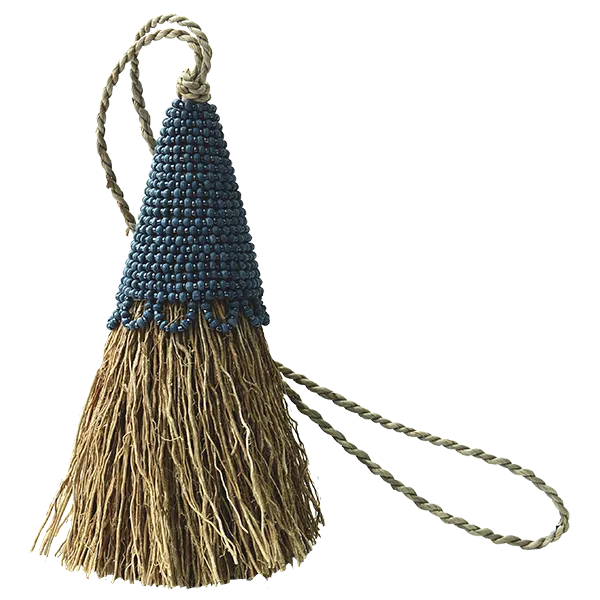 Indigo Beaded Vetiver Tassel