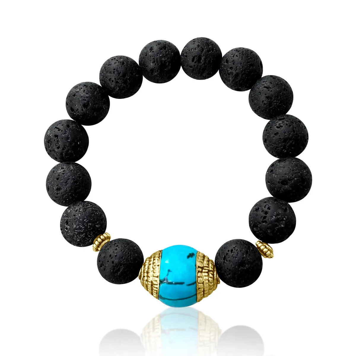 Lava Stone Bracelet with Turquoise for Calming Emotions