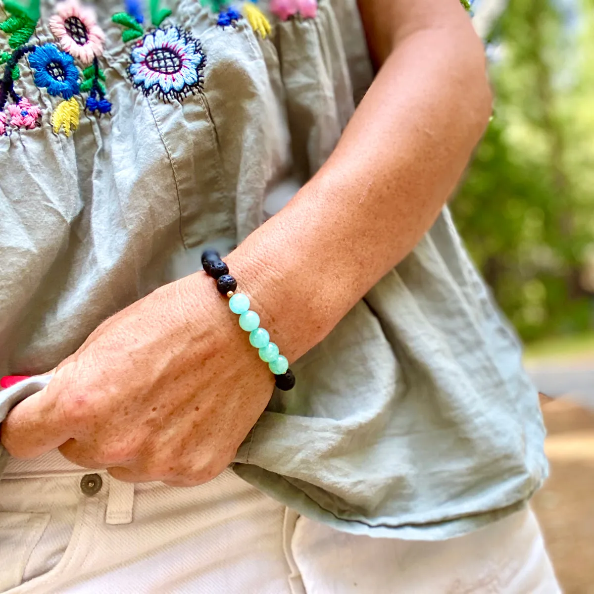 Lava Stone with Blue Agate Bracelet for Important Decisions