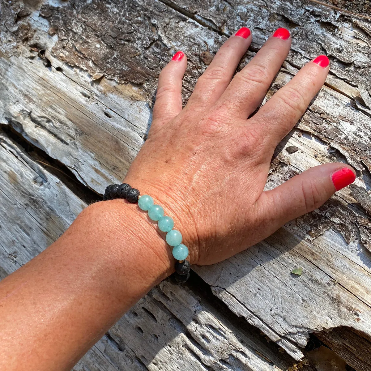 Lava Stone with Blue Agate Bracelet for Important Decisions