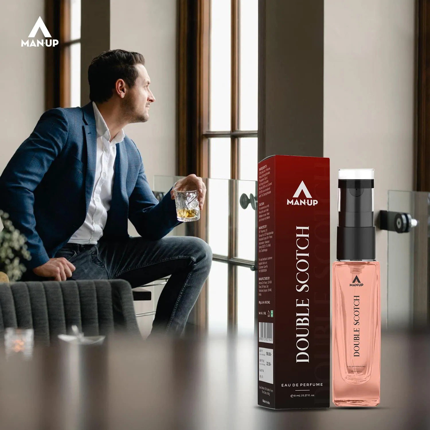 Man-Up Double Scotch Perfume For Men | Eau De Perfume | Premium Long Lasting Fresh, Refreshing & Energising Fragrance Perfume | Celebrating Every Special Occasion - 8ml (Pack of 10)