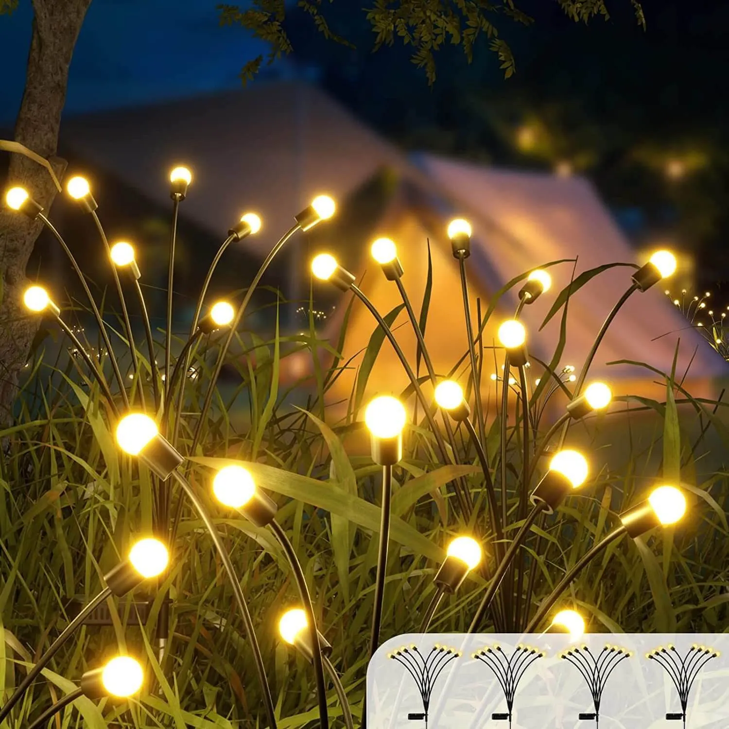 Modern Decorative Solar Firefly Waterproof ABS LED Lawn Insert Ground Outdoor Landscape Lighting