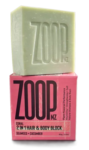 Zoop 2 in 1 Hair & Body Block 80gm - Seaweed & Cucumber
